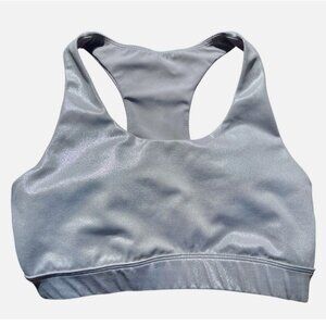 Allfenix Sparkly Silver Metallic High-Impact Racerback Sports Bra Women's size M